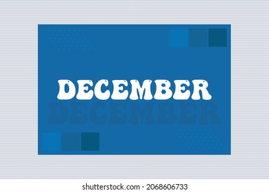 Tipografía del mes de diciembre sobre fondo azul.