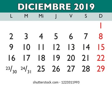 275 Diciembre monthly calendar spanish Images, Stock Photos & Vectors ...