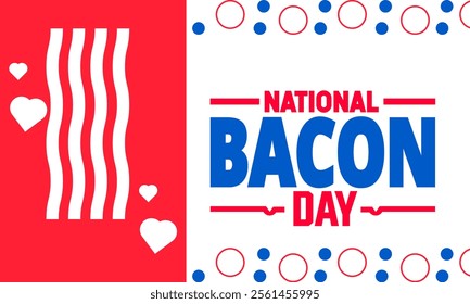 December is National Bacon day. Holiday concept. Template for , background, Greeting Card, Poster design with text inscription, standard Social Media Post.