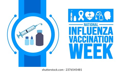 Dezember ist eine Hintergrundvorlage zur National Influenza Vaccination Week. Urlaubskonzept. Hintergrund-, Banner-, Plakat-, Karten- und Plakatdesign-Vorlage mit Texteinschrift und Standardfarbe. Vektorgrafik