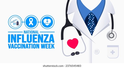 December is National Influenza Vaccination Week background template. Holiday concept. background, banner, placard, card, and poster design template with text inscription and standard color. vector