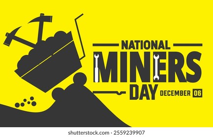 December is National Miners Day Vector illustration. Holiday concept with american flag Template for , background, Greeting Card, Poster design with text inscription, standard Social Media Post.