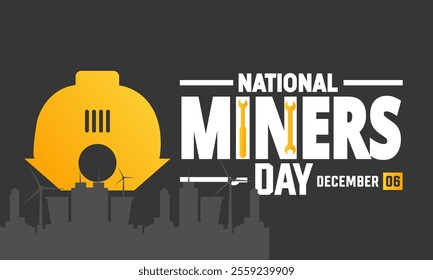 December is National Miners Day Vector illustration. Holiday concept with american flag Template for , background, Greeting Card, Poster design with text inscription, standard Social Media Post.