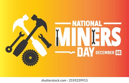 December is National Miners Day Vector illustration. Holiday concept with american flag Template for , background, Greeting Card, Poster design with text inscription, standard Social Media Post.
