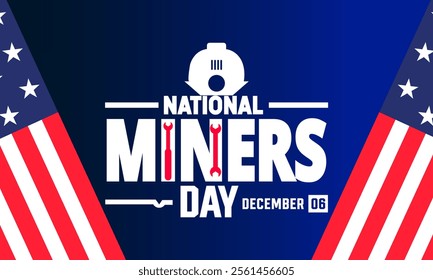 December is National Miners Day Vector illustration. Holiday concept with american flag Template for , background, Greeting Card, Poster design with text inscription, standard Social Media Post.