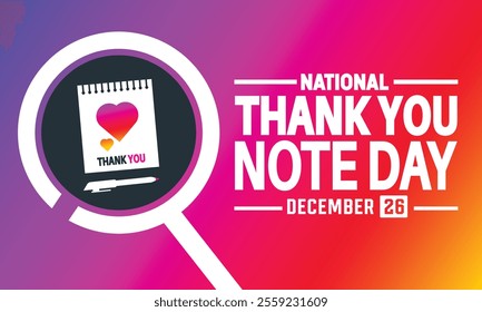 December is National Thank You Note Day background template. Holiday concept. suitable for background, banner, placard, Poster design with text inscription, standard Social Media Post