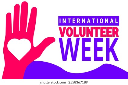 December is National Volunteer Week Vector illustration. Holiday concept. suitable for placard, background,Greeting Card, Poster design template with text inscription, standard Social Media Post.