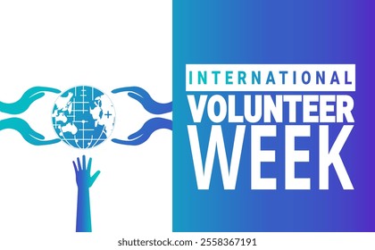 December is National Volunteer Week Vector illustration. Holiday concept. suitable for placard, background,Greeting Card, Poster design template with text inscription, standard Social Media Post.