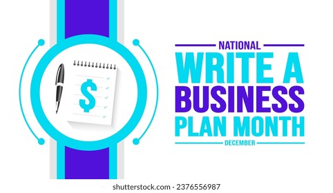 Dezember ist National Write a Business Plan Month Hintergrundvorlage. Urlaubskonzept. Hintergrund-, Banner-, Plakat-, Karten- und Plakatdesign-Vorlage mit Texteinschrift und Standardfarbe. Vektorgrafik