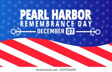 December is Pearl Harbor remembrance day. Holiday concept. suitable for placard, background, Greeting Card, Poster design template with text inscription, standard Social Media Post.