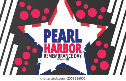 December is Pearl Harbor remembrance day. Holiday concept. suitable for placard, background, Greeting Card, Poster design template with text inscription, standard Social Media Post.