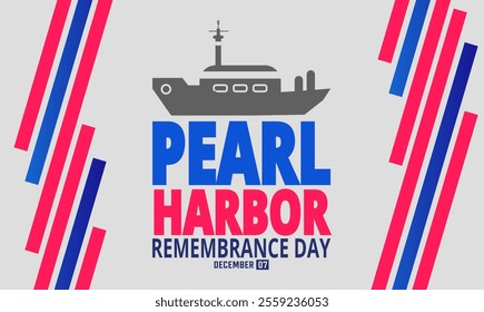 December is Pearl Harbor remembrance day. Holiday concept. suitable for placard, background, Greeting Card, Poster design template with text inscription, standard Social Media Post.