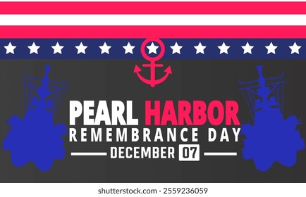 December is Pearl Harbor remembrance day. Holiday concept. suitable for placard, background, Greeting Card, Poster design template with text inscription, standard Social Media Post.