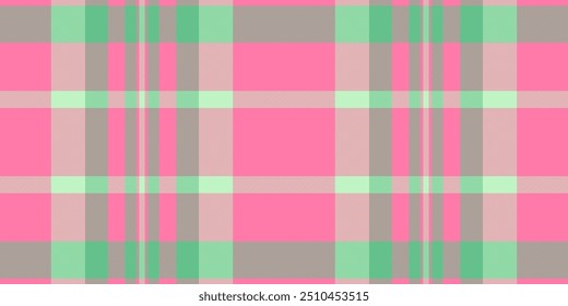 Fundo de textura xadrez de dezembro, forma tecido de tartan. Vetor sem emenda de padrão de verificação geométrica na paleta de cores rosa e verde.