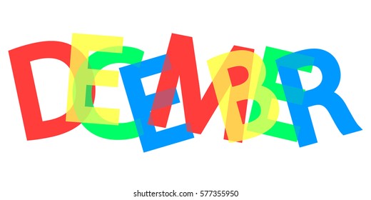 December, poster with colorful text, word design template, vector illustration