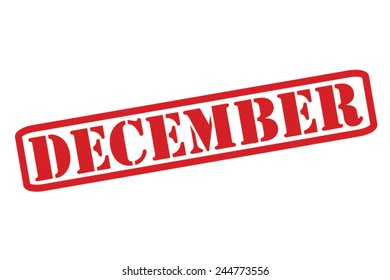 DECEMBER Red Rubber Stamp Vector over a white background.