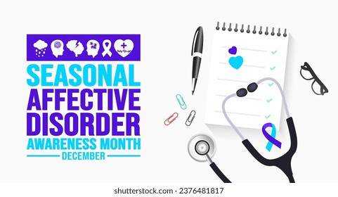 December is Seasonal Affective Disorder Awareness Month background template. Holiday concept. background, banner, placard, card, and poster design template with text inscription and standard color.