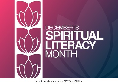 December is Spiritual Literacy Month. Vector illustration. Holiday poster