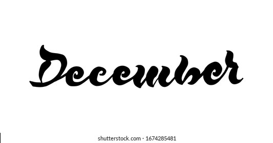 December text modern calligraphy vector, Handwritten letters illustration.
