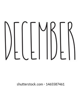 December text for print, web, decoration. Hand drawn unique lettering sign. Calendar typography. Elegant font for poster, cover, template. Seasonal lettering design.

