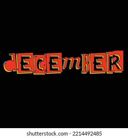 december text with retro style typograph, vintage