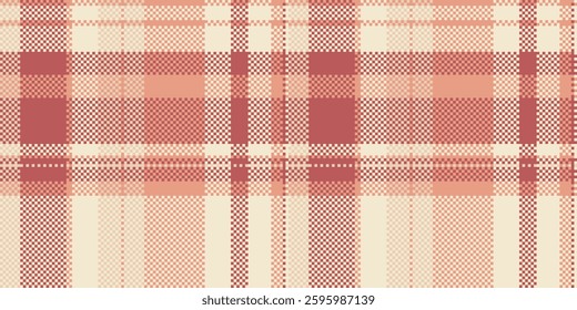 December textile tartan fabric, easter check plaid pattern. Square texture seamless background vector in light and red colors palette.