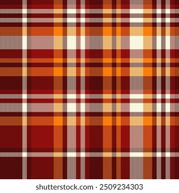 December texture seamless plaid, figure vector background check. Vivid tartan textile fabric pattern in red and beige colors palette.