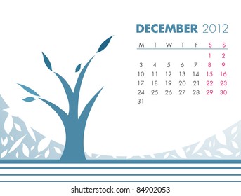 December Tree Calendar 2012. VECTOR