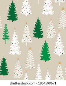 December Tree Green Snowflake Star