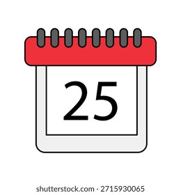 ícone vinte e cinco de dezembro com fundo branco vetor ilustração stock