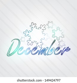 December Typography - background in retro style with snowflakes and label. (EPS10 Vector)