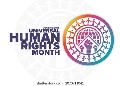 December is Universal Human Rights Month. Holiday concept. Template for background, banner, card, poster with text inscription. Vector EPS10 illustration