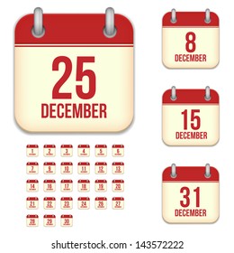 December Vector Calendar Icons