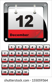 December vector calendar icons. Set