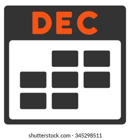 December vector icon. Style is bicolor flat symbol, orange and gray colors, rounded angles, white background.
