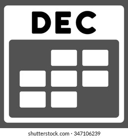 December vector icon. Style is bicolor flat symbol, black and white colors, rounded angles, gray background.