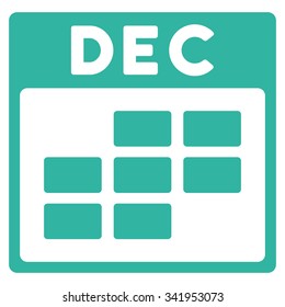 December vector icon. Style is flat symbol, cyan color, rounded angles, white background.