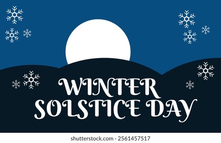 December is Winter Solstice Vector illustration. Holiday concept. suitable for placard, background, Greeting Card, Poster design template with text inscription, standard Social Media Post.