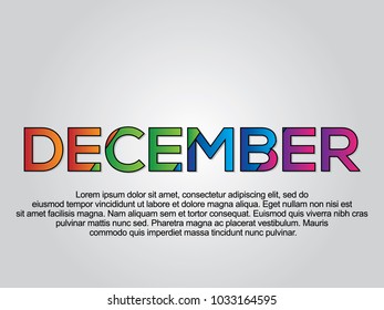 December word creative design Concept . Modern Vector Illustration concept of word December