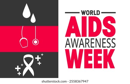 December is World AIDS Awareness Week . Holiday concept. suitable for placard, background,Greeting Card, Poster design template with text inscription, standard Social Media Post.
