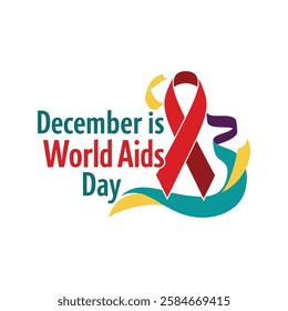 December World AIDS Day – Red Ribbon Icon  Typography