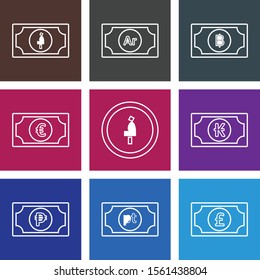 decent currency icons isolated on background 
