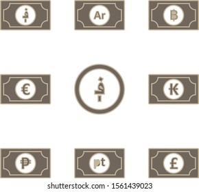 decent currency icons isolated on background 
