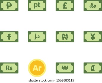 decent currency icons isolated on background 
