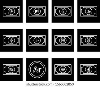 decent currency icons isolated on background 
