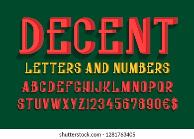 Decent letters and numbers with currency signs. Urban 3d font. Isolated english alphabet.