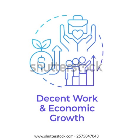 Decent work and economic growth blue gradient concept icon. Sustainable development. Round shape line illustration. Abstract idea. Graphic design. Easy to use in infographic, presentation