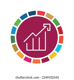 Decent work and economic growth. SDG icon. Corporate social responsibility sign. Sustainable Development Goals illustration. Pictogram for ad, web, mobile app, promo. Vector illustration element.