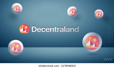 Decentraland (MANA) cryptocurrency background. Block chain based fintech virtual money concept crypto logo vector illustration template.