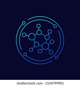 decentralization, decentralized structure icon, linear design